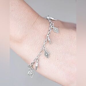 NEW Silver Diamond Charm Bracelet